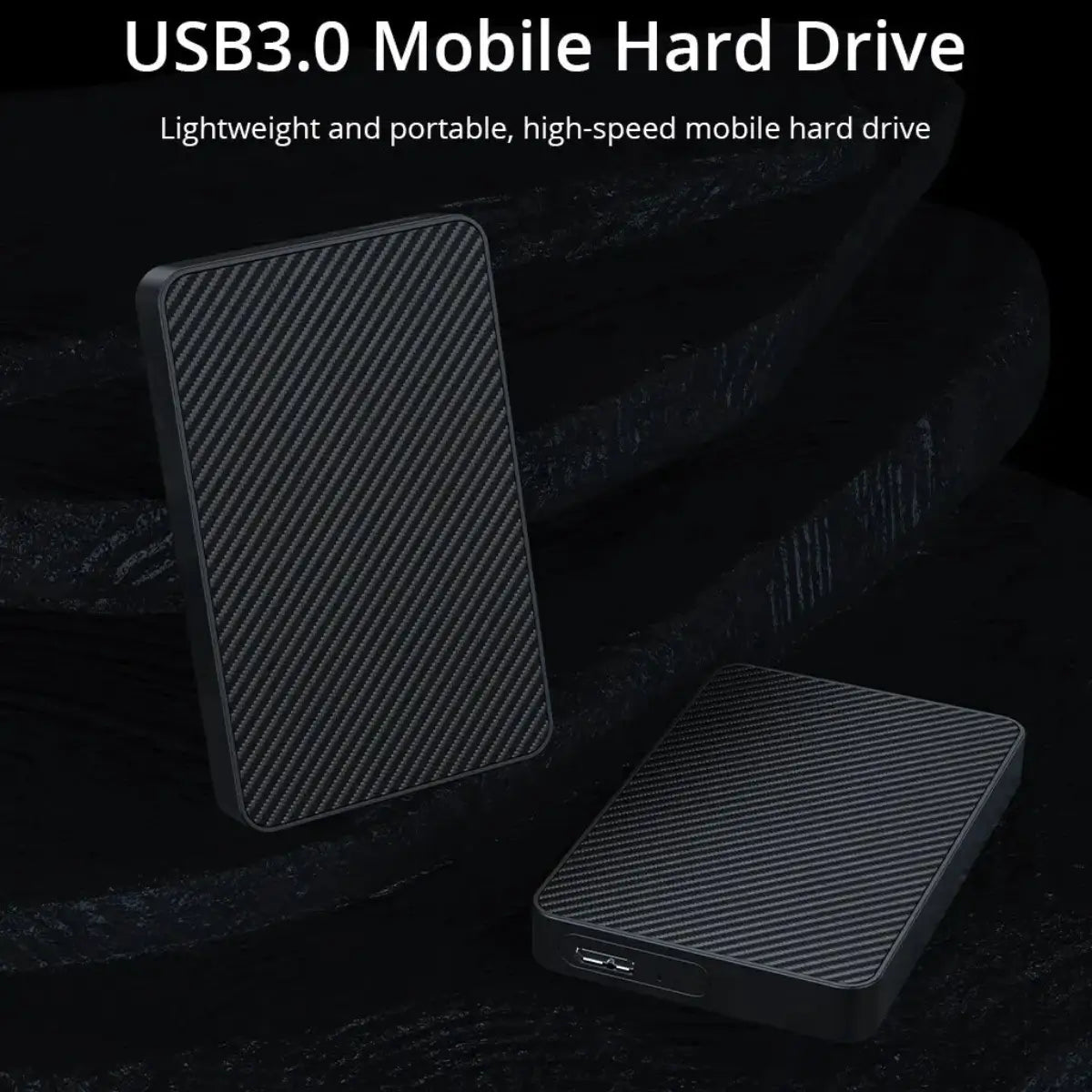 Two black 1TB external hard drives with USB 3.0 design, lightweight and portable for gaming and travel storage.