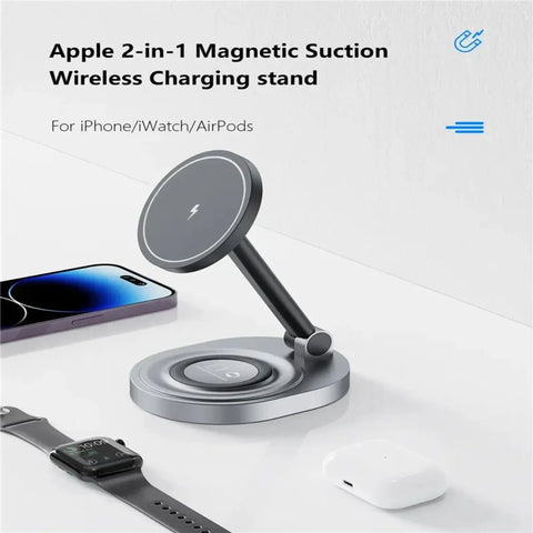 3-in-1 magnetic suction wireless charging stand designed for tidy desk setups and clutter-free Apple ecosystem charging.