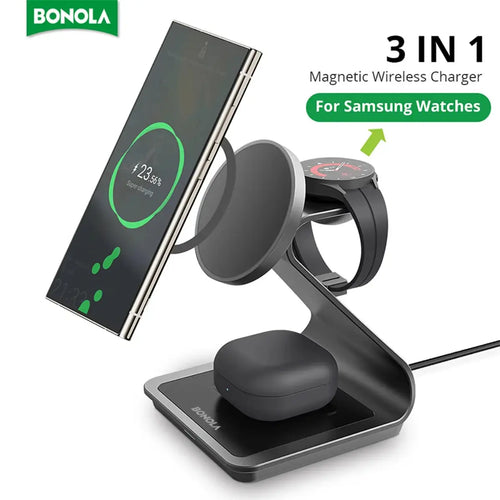 3-in-1 Wireless Charger – 25W Fast Magnetic Stand
