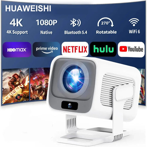 4K Smart Projector – Portable Home Cinema Android Auto Focus