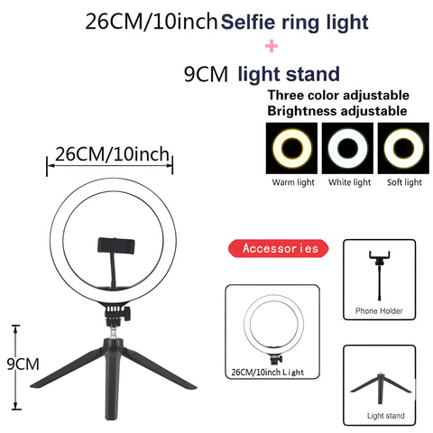 Dimmable Ring Light – Selfie Light for YouTube & TikTok