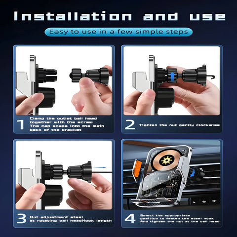 Hands-Free Wireless Car Mount – Fast Charge & Safe Driving