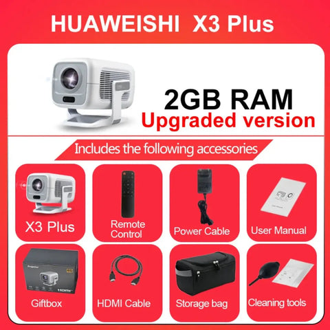 4K Smart Projector – Portable Home Cinema Android Auto Focus