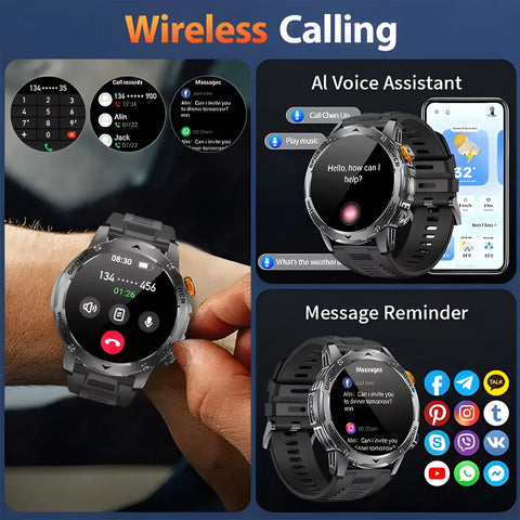 Flttoln Smartwatch – 1000mAh Battery Fitness Watch