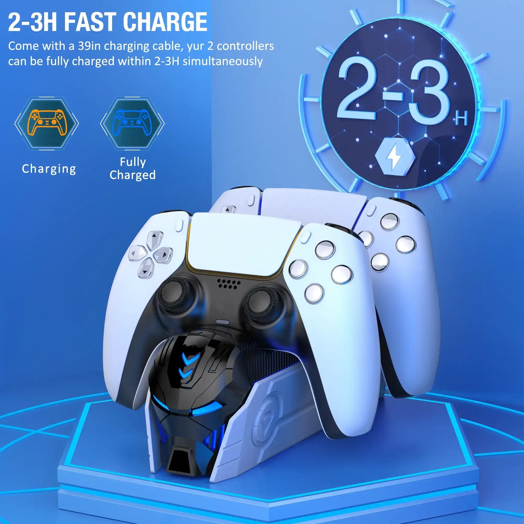PS5 Dual Controller Charger – Fast LED Charging Dock
