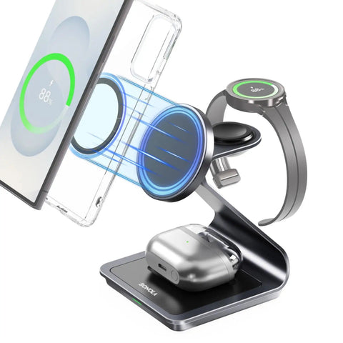 3-in-1 Wireless Charger – 25W Fast Magnetic Stand