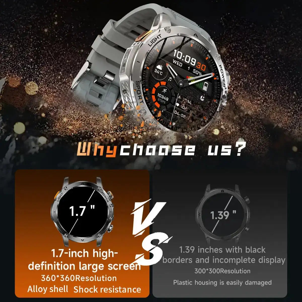 Flttoln Smartwatch – 1000mAh Battery Fitness Watch