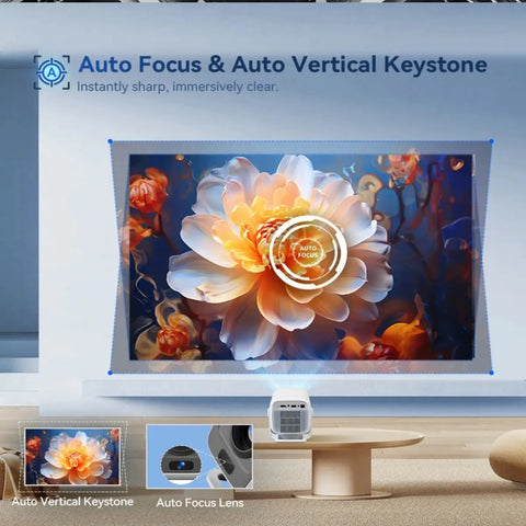 4K Smart Projector – Portable Home Cinema Android Auto Focus