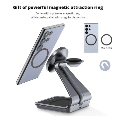 3-in-1 Wireless Charger – 25W Fast Magnetic Stand