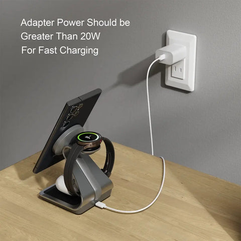 3-in-1 Wireless Charger – 25W Fast Magnetic Stand