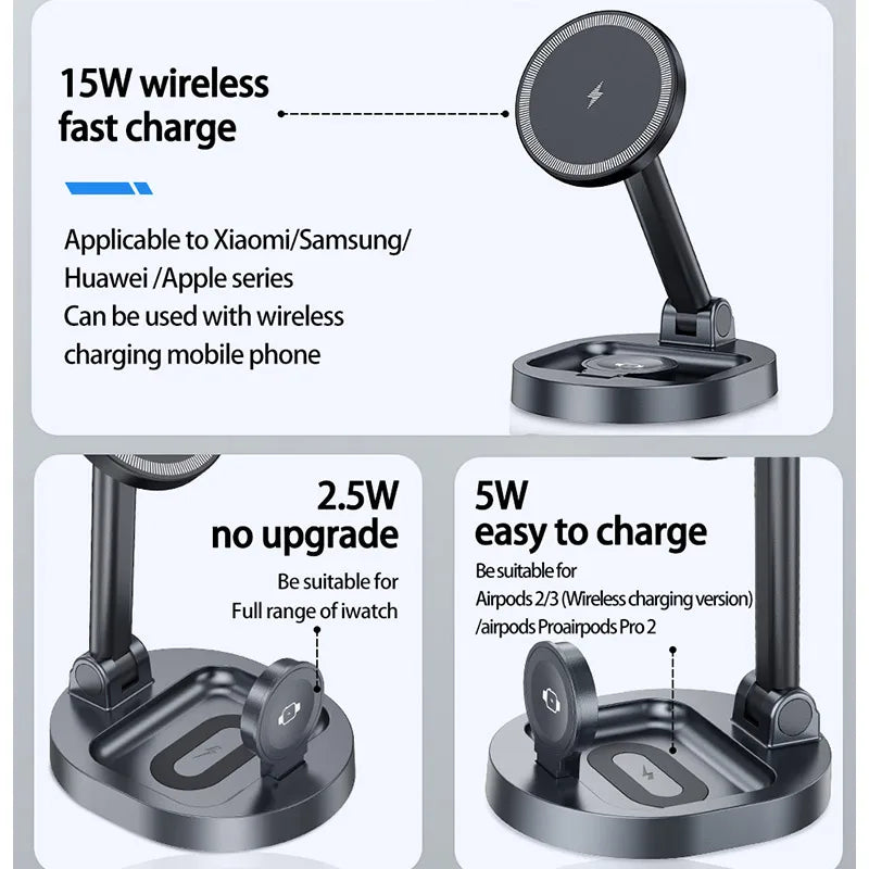 3-in-1 Magnetic Wireless Charging Station