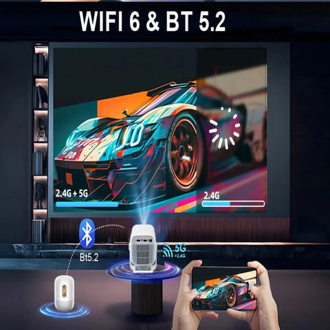 4K Smart Projector – Portable Home Cinema Android Auto Focus