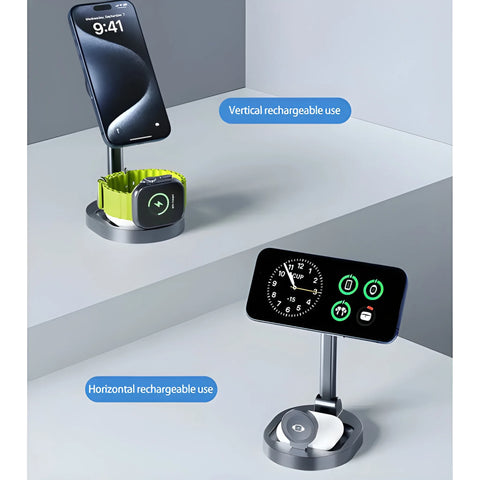 3-in-1 Magnetic Charger — Phone, Watch, AirPods Charging Stand