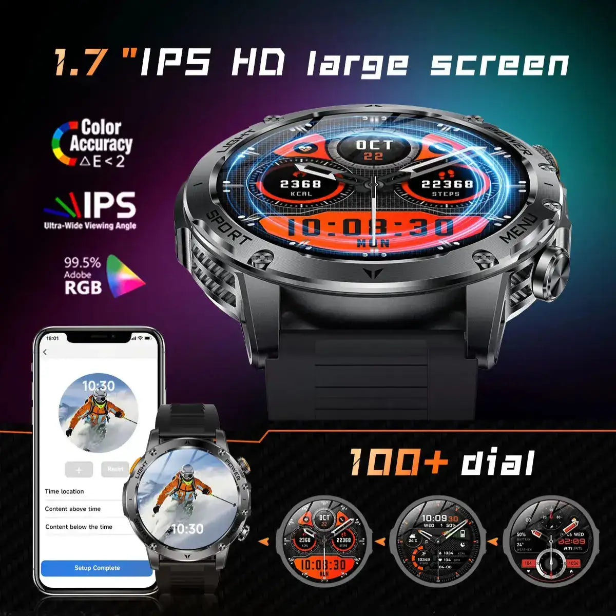 Flttoln Smartwatch – 1000mAh Battery Fitness Watch