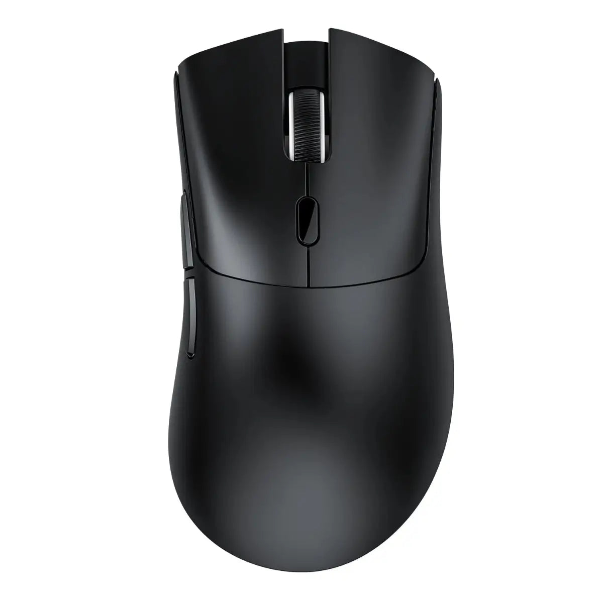 Side view of the Attack Shark R1 black gaming mouse with ergonomic shape and grip for long sessions.