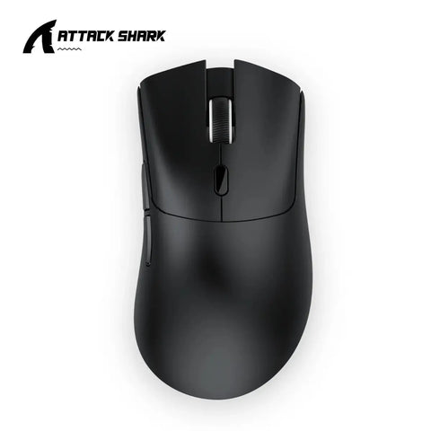 Attack Shark R1 wireless gaming mouse in black with 59g ultra-light frame and PAW3311 sensor for precision gameplay.
