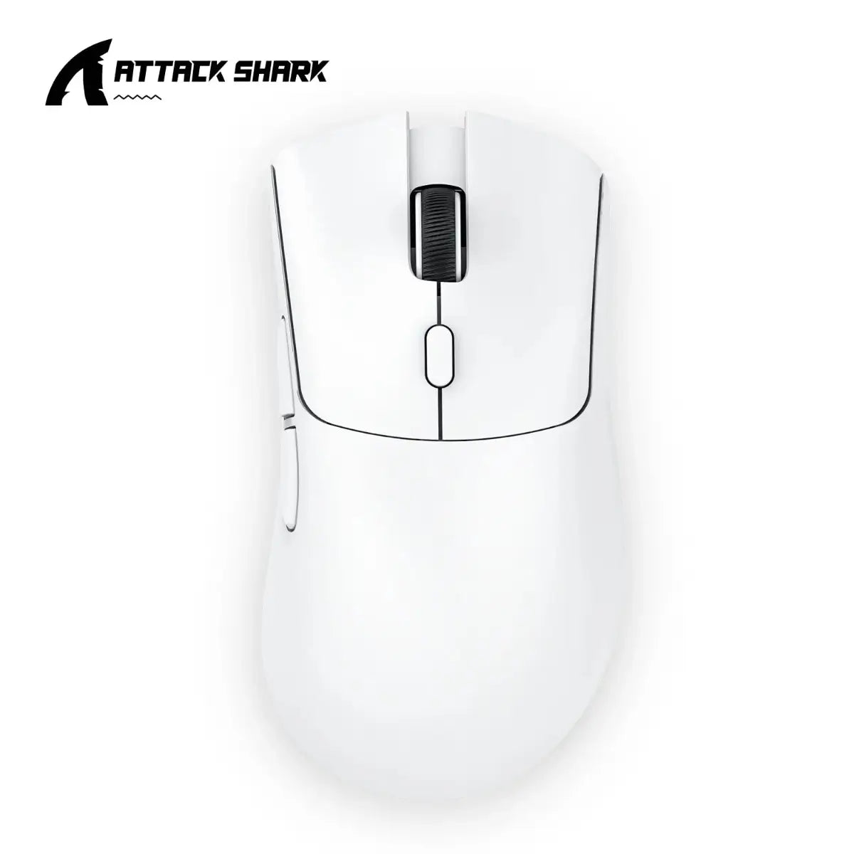 Attack Shark R1 in white with tri-mode wireless connectivity supporting USB, 2.4G, and Bluetooth for flexible esports setups.