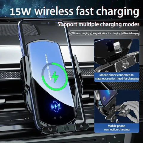 Magnetic Wireless Car Charger – Fast 15W Hands-Free Mount