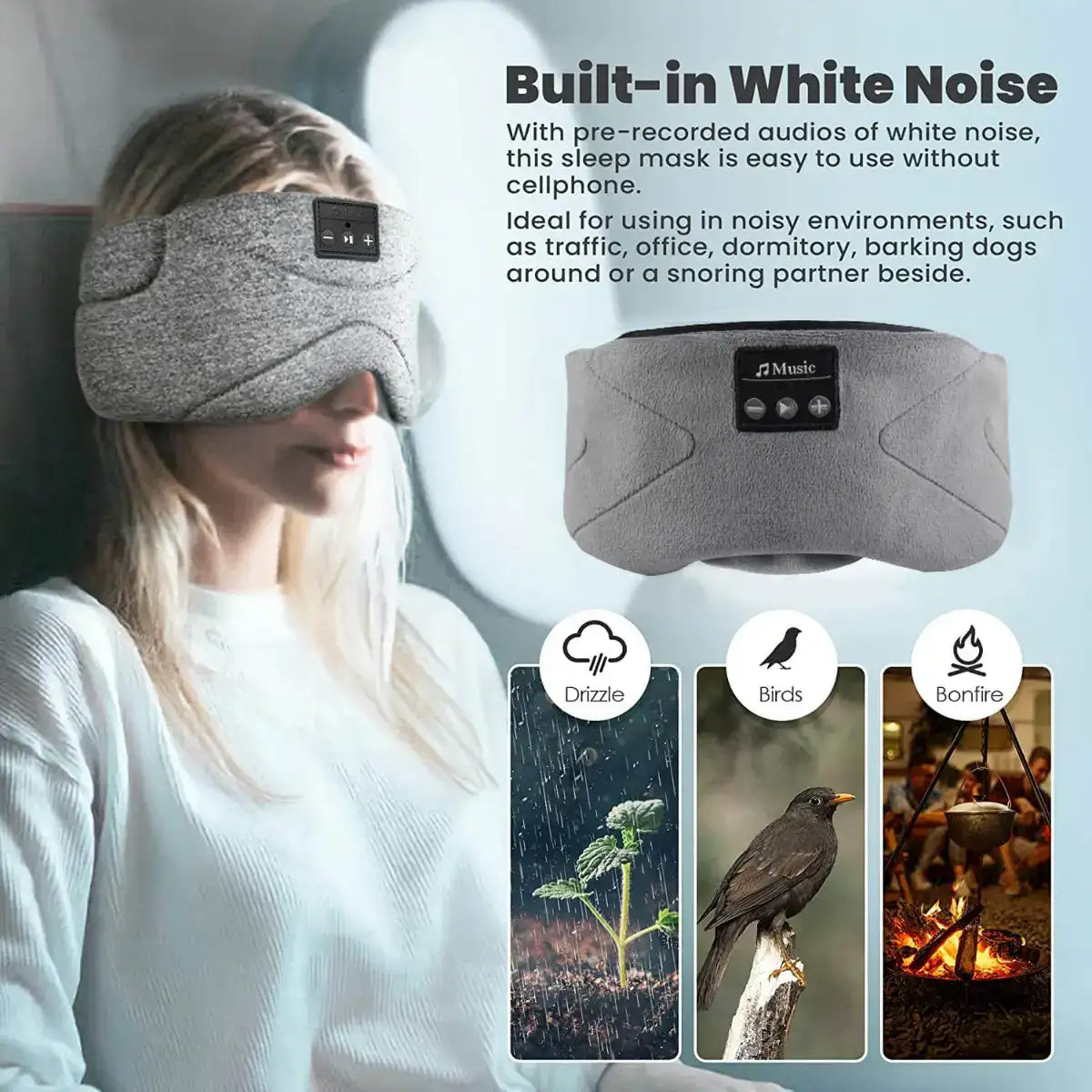 Bluetooth Sleep Mask with White Noise – Deep Sleep