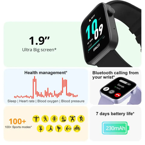 COLMI P71 smartwatch displaying heart rate, SpO2, and health metrics on a vibrant 1.9-inch screen for daily wellness.