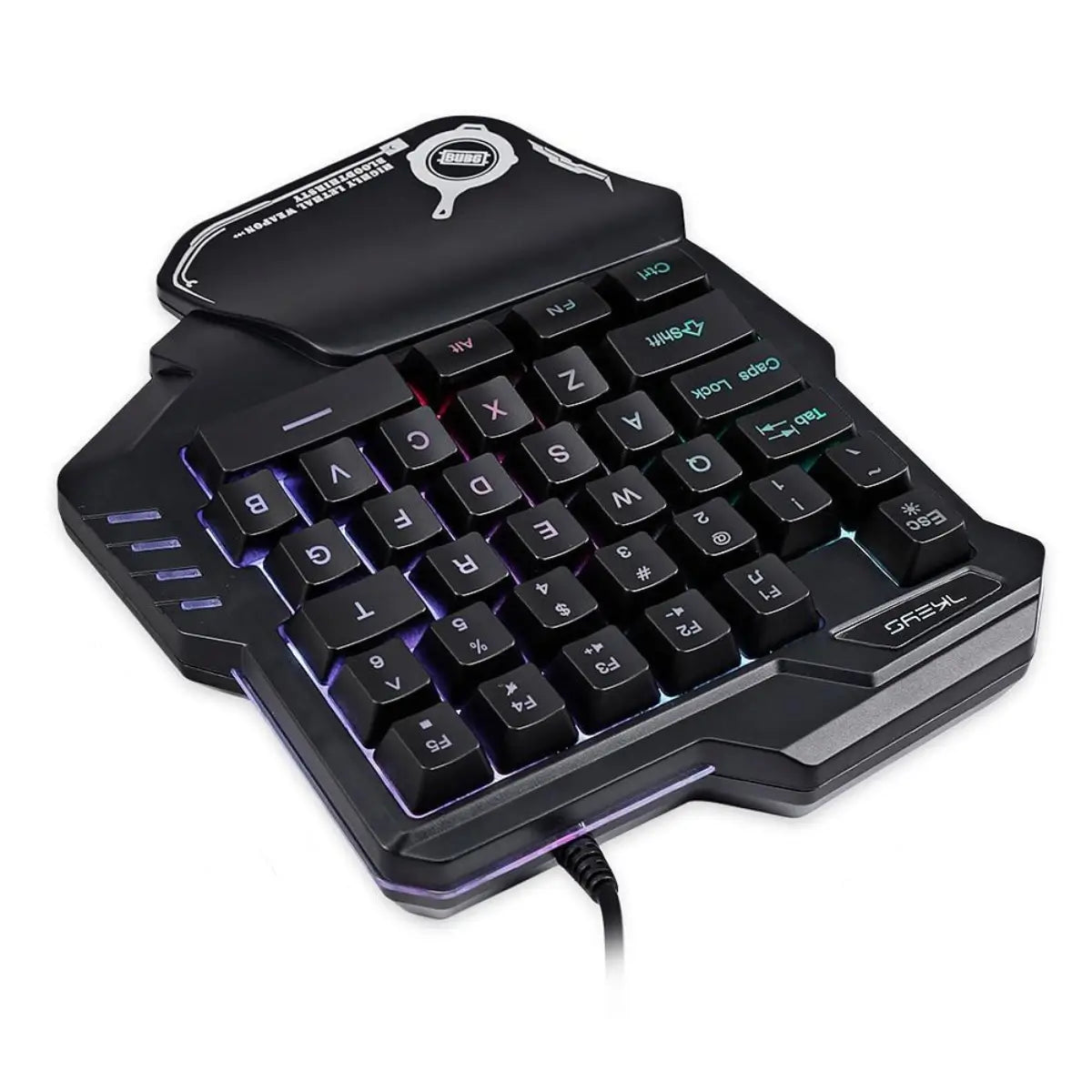 An angled side view highlighting the ergonomic tiered keycaps engineered for seamless anti-ghosting accuracy.