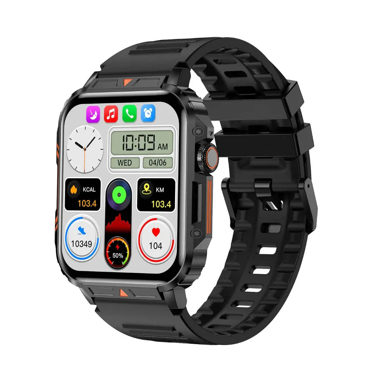 Black L81 smartwatch on a wrist showing Bluetooth call features and customizable watch faces for everyday wear