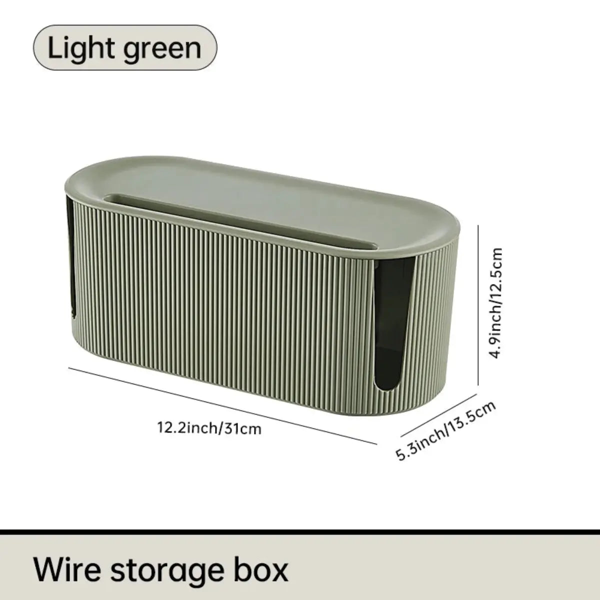  Light green wire storage box with ventilated design, conceals routers and cords while blending into modern home decor.