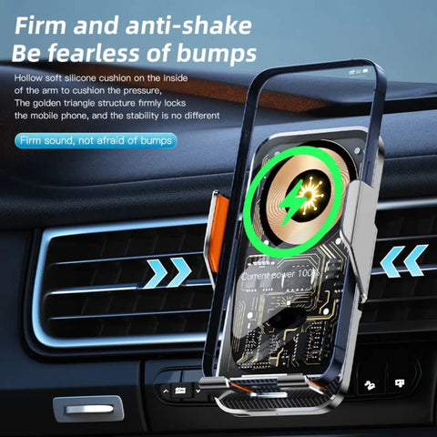 Universal car phone mount with automatic charging for secure commuting and road trips